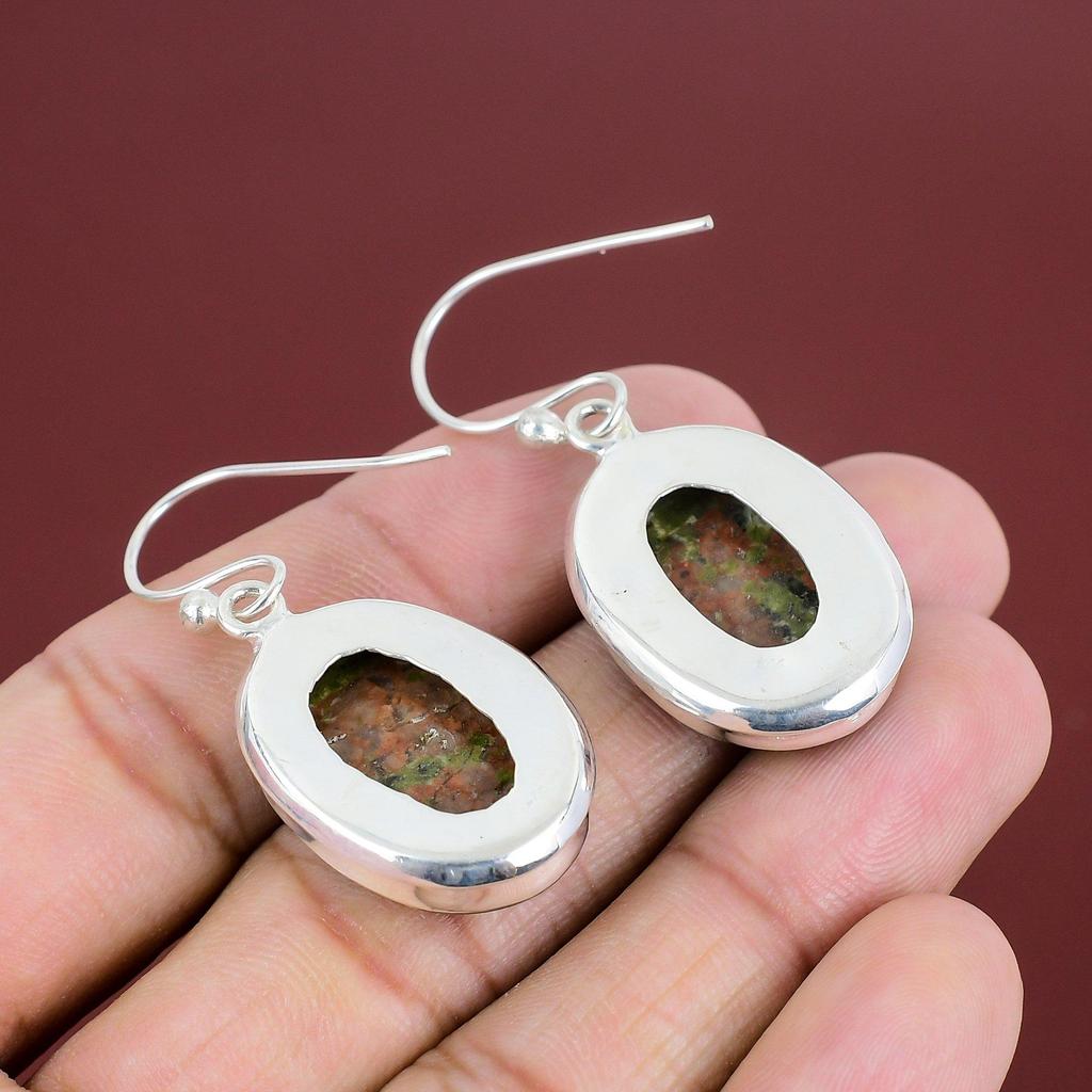 Unakite Earrings Genuine Gemstone Earring 925 Sterling Silver Earring Handmade Jewelry Latest Design Earring Gifts For Wife Wedding Jewelry