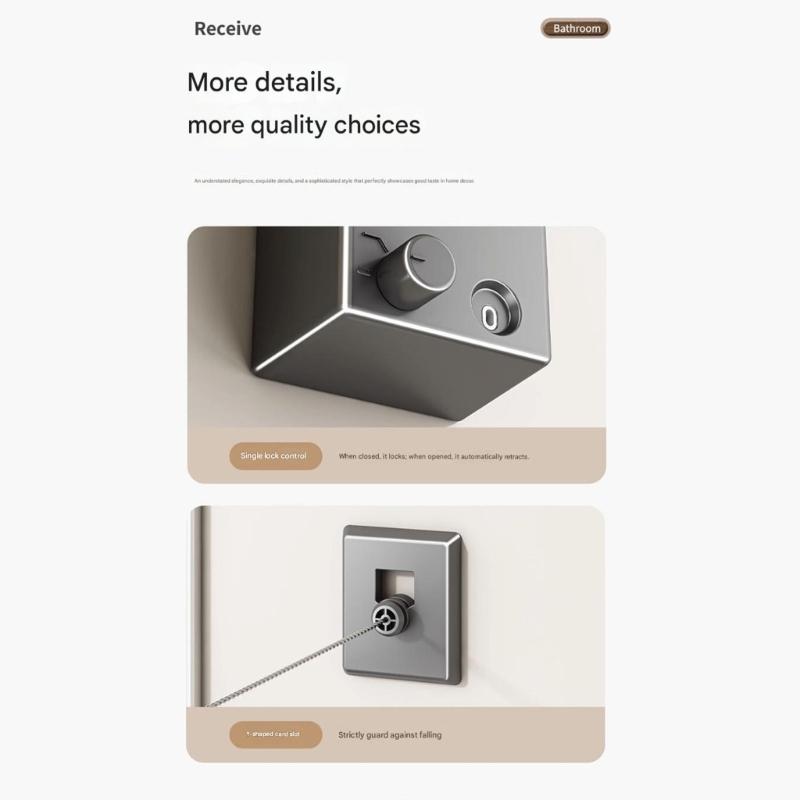 Concealable Clothesline With Steel Cable Wall Mounted Drying Solution for Home Use