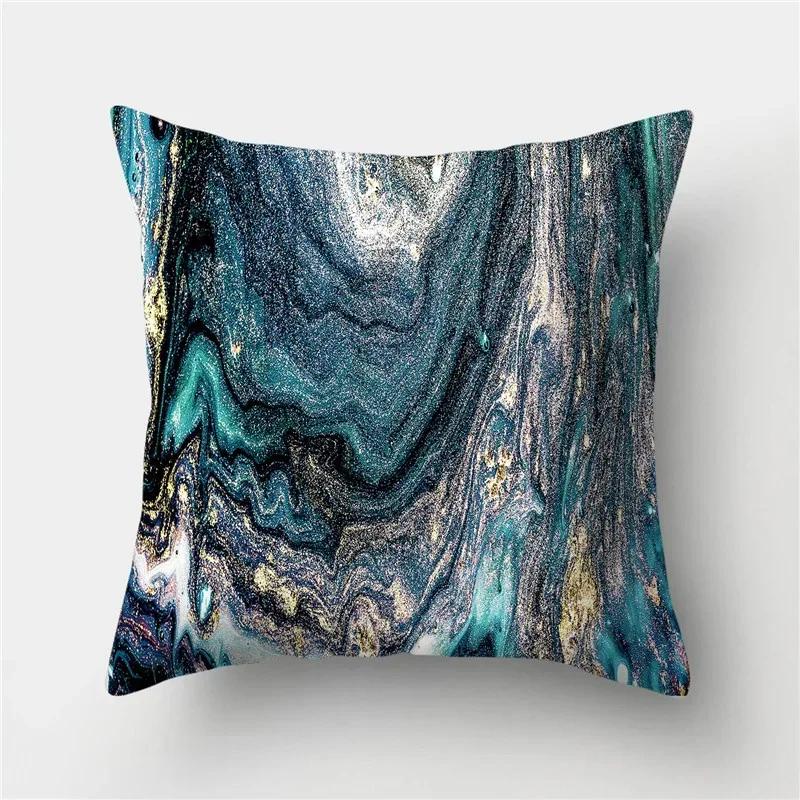 45*45 Marble Ocean Sea Pattern Polyester Throw Pillow Living Room Cushion Cover Home Decoration Sofa Decorative Pillowcase