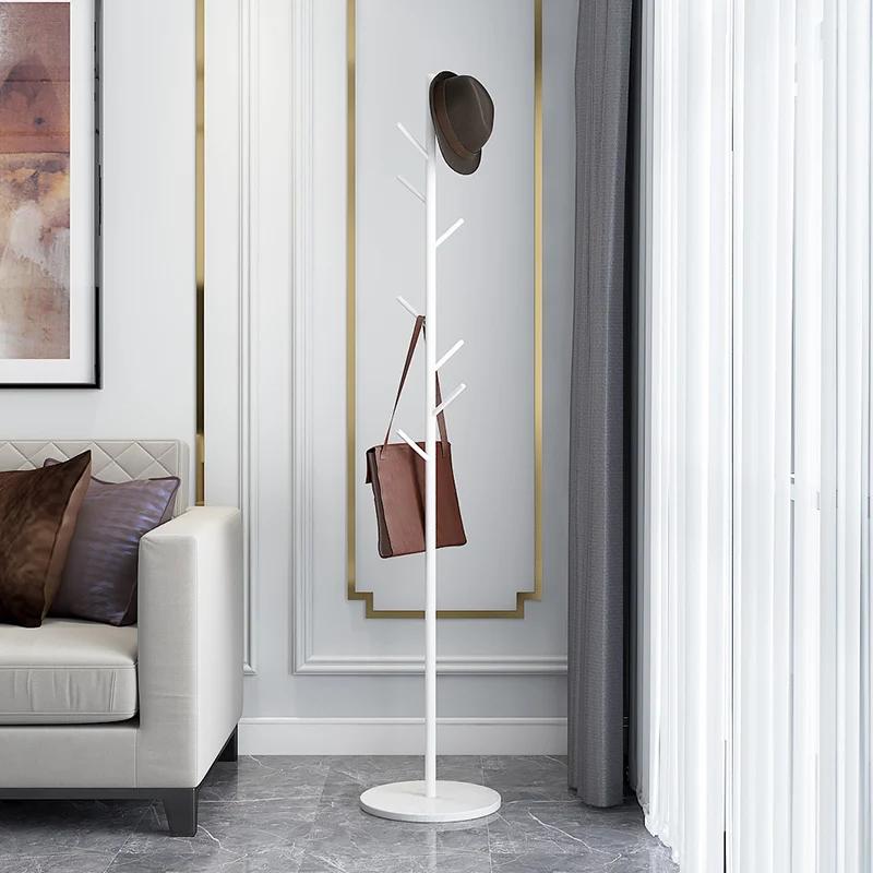 Iron Floor Coat Rack with Marble Accent - Elegant Bedroom Furniture, Storage for Clothes, Caps & Accessories, Metal Shelf