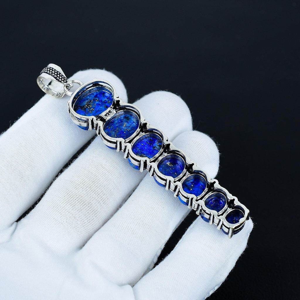 Natural Lapis Lazuli Pendant, 925 Sterling Silver Pendant, Handmade Pendant, Antique Pendant, Lapis Lazuli Gemstone Pendant, Valentine's Day Gift