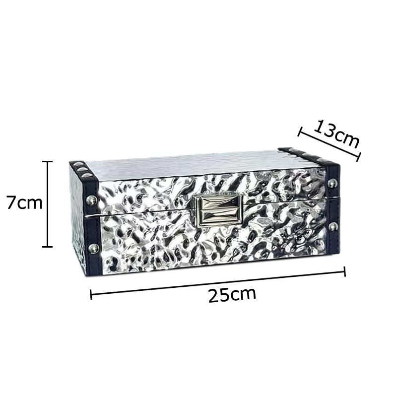 

Silver Treasure Chest Decorative Jewelry Boxes Leather Cosmetic Jar Dresser Table Desktop Display Exquisite Jewelry Storage Jar