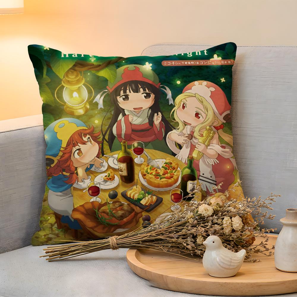 Cushion Cover  Linen  SkinFriendly Soft Decorative Case For Sofa Home Decor Kwaii Anime Hakumei And Mikochi Pillow cover