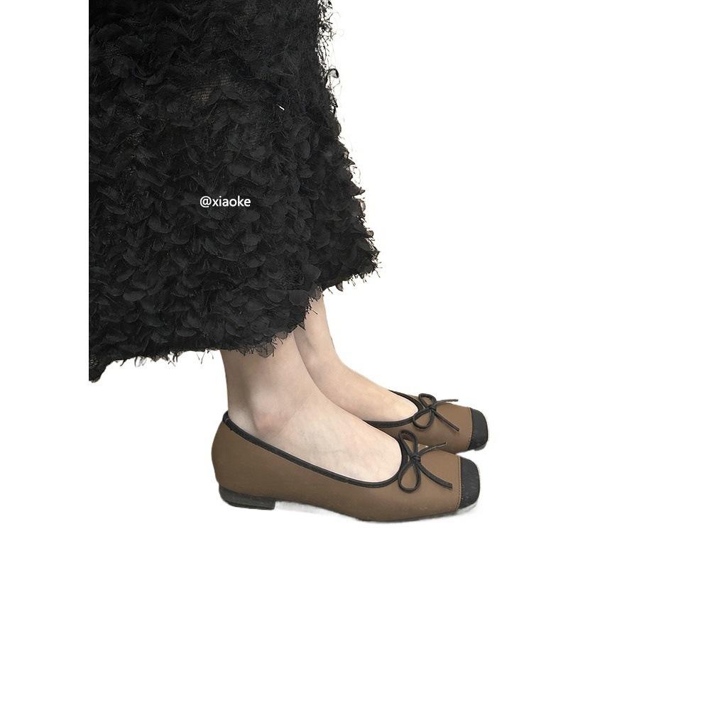 Xiaoxiangfeng Shallow Mouth Single Shoe Girl 2025 New Korean Version Bow Round Head Gentle Fairy Doudou Shoes Female Flat Bottom