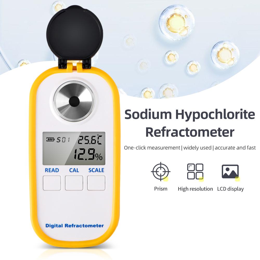 0-18% Sodium Hypochlorite Refractometer LCD Display Refractometer Sodium Hypochlorite Meter Accuracy One-click Measuremen