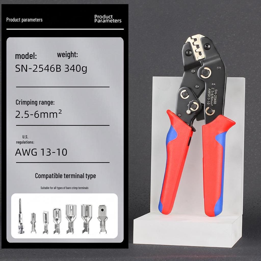 SN Series 7.5-inch Ratcheting Crimping Pliers Set - Multifunctional Cold Terminal Pliers and Mold Accessories.