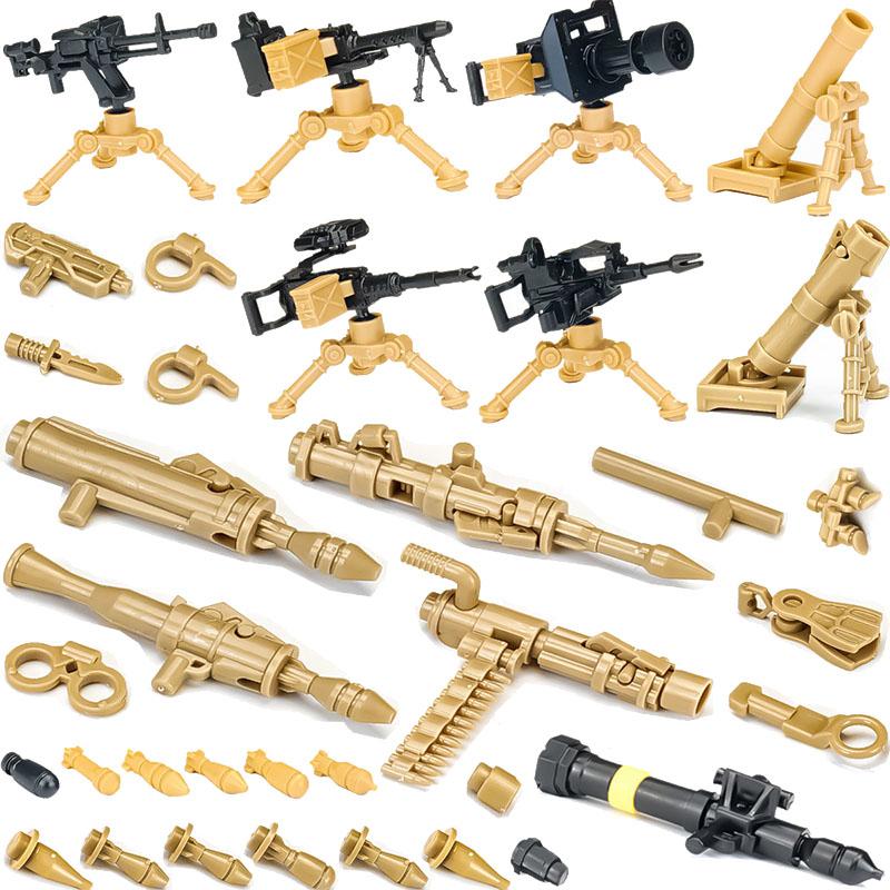 WWII Military Jeeped Car Vehicles Building Block Soldier Army Figure Weapons Heavy Machine Gun Gatling NSV Accessories Toys  Playsets K037