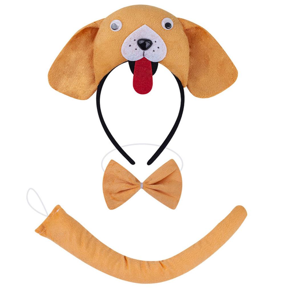 Mouse/Pig/Cow/Monkey/Sheep/Tygers/Dog Costume Set Ears Headband Tail Bows Kid Halloween Christmas Animal Cosplay Props