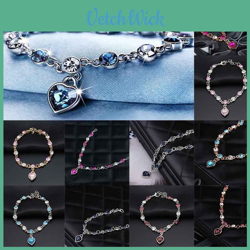 Stunning Hottest Womens Ladies Crystal Rhinestone Bangle Ocean Blue Bracelet Chain Heart For Timeless Fashion