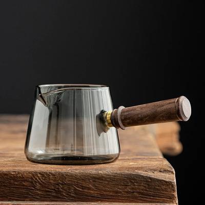 370ML Heat Resistant Glass Side Wooden Handle Tea Dispenser Brewing Teapot Tea Maker Kung Fu Tea Set Ceremony Accessories
