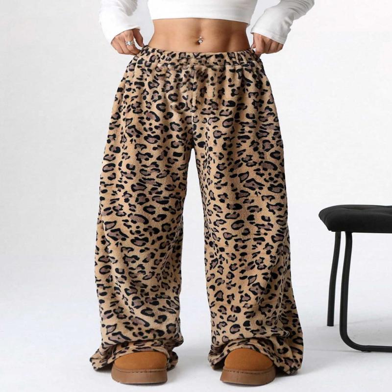 2026 New Arrival: Elegant Leopard Print Wide-Leg Trousers with Stretch Waistband