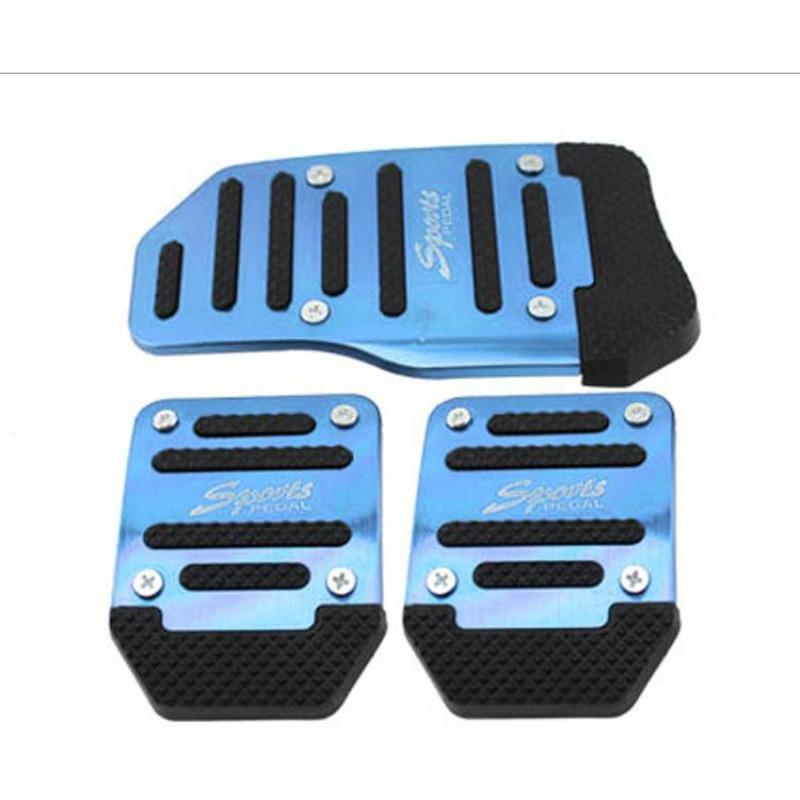 Universal Car Pedal Cover Aluminum Automatic Transmission Brake Fuel Gas Foot Pad Set Kit Pedals Red Blue Silver Non-Slip Tools