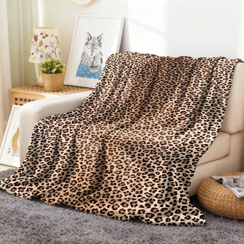 1PC Throw Leopard Pattern Animals Skin Pattern Flannel Blanket Thin Throw Soft Warm Blankets Festival Pefect Gift All Season Use