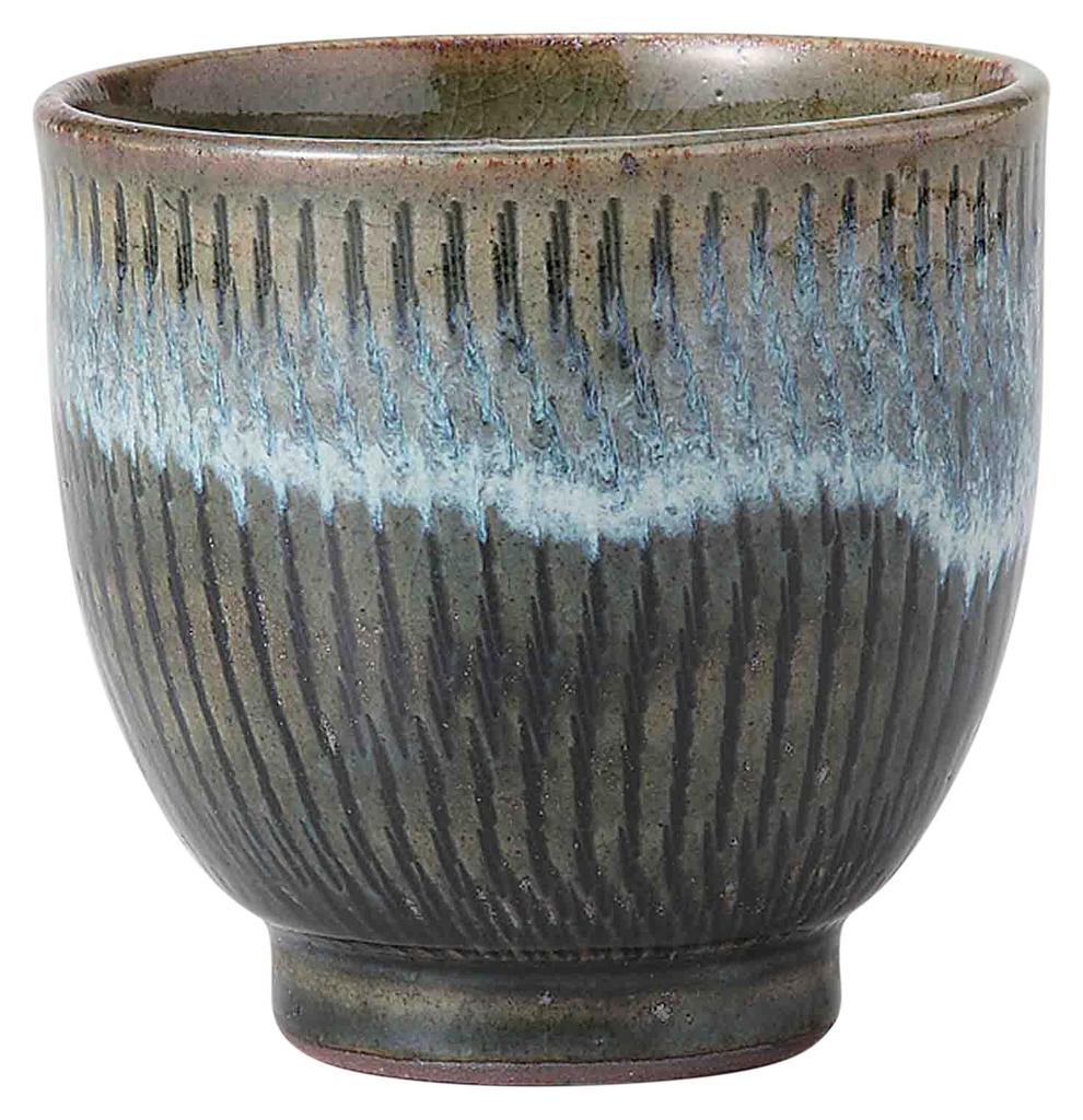 Hasami ware teacup with white yuzu citrus 11893 pattern, black,