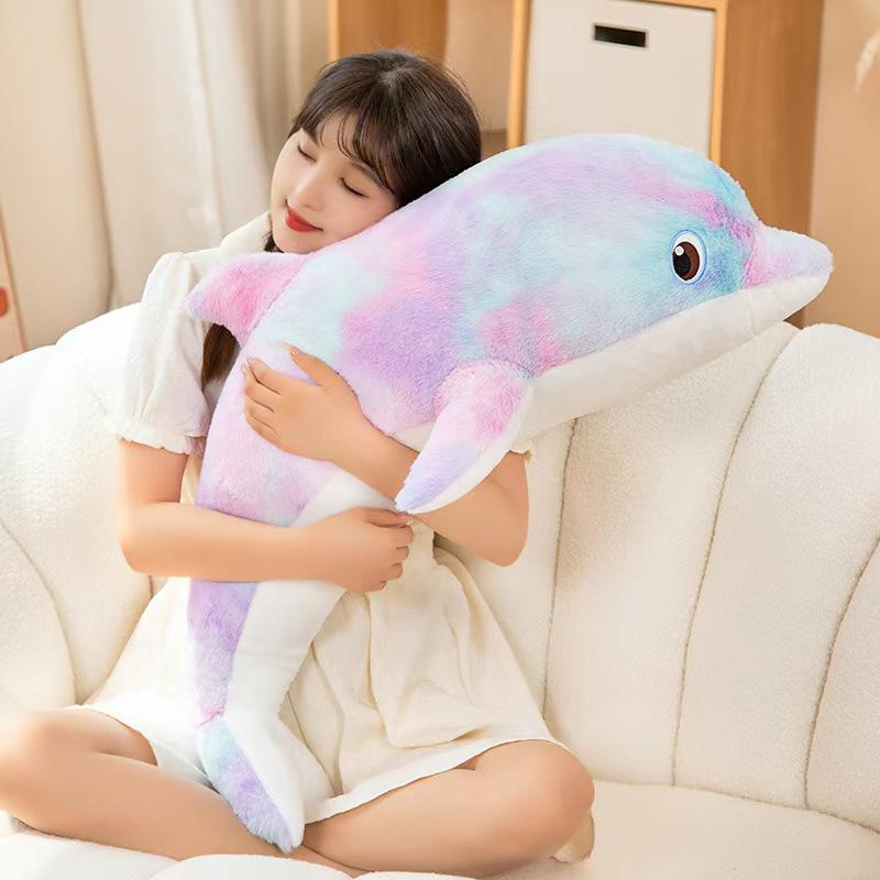 Colorful Whale Throw Pillow Plush Toy Doll Aquarium Dolphin Doll Girl Cute Doll