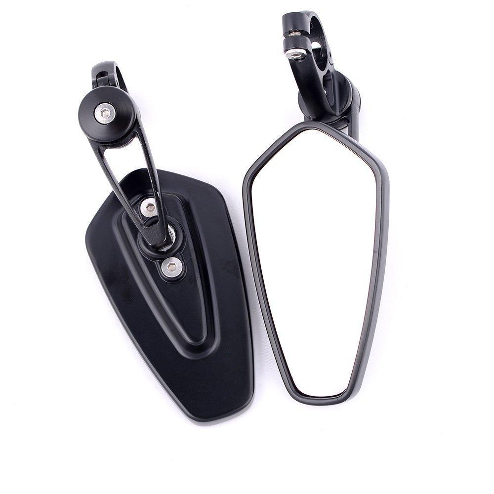 HANSWD Universal 7/8" Oval CNC Billet Aluminum Handlebar End Mount Glare Rear View Sport Side Mirror (Black)
