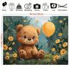 A Cute Teddy Bear In the Garden Cartoon Flower Background Cloth Party Banner Dreamy Style Birthday Party