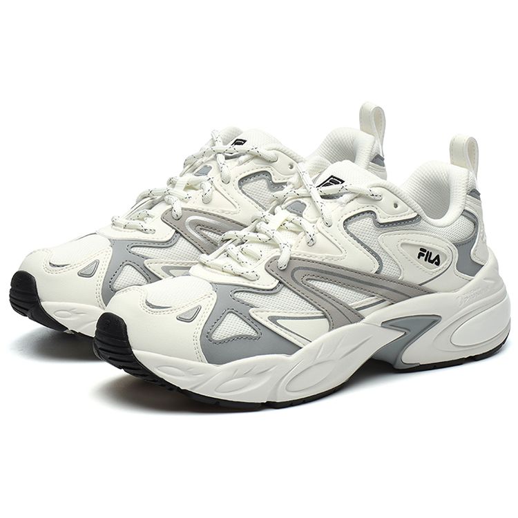 Fila Dolphin Fabric Synthetic Leather Sport Versatile Low-Top Dad Shoes Women Sneaker White Gray F12W216109FSA