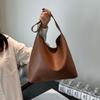 Large Capacity Solid Color Handbag Elegant French Underarm Bag Classic Soft PU Tote Bag  Daily