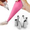 16 Pcs 430 Stainless Steel+PP+TPU Reusable Piping  Bag  Set With Piping Tip Converter Sustainable Professional Accessories For Cakes Baking