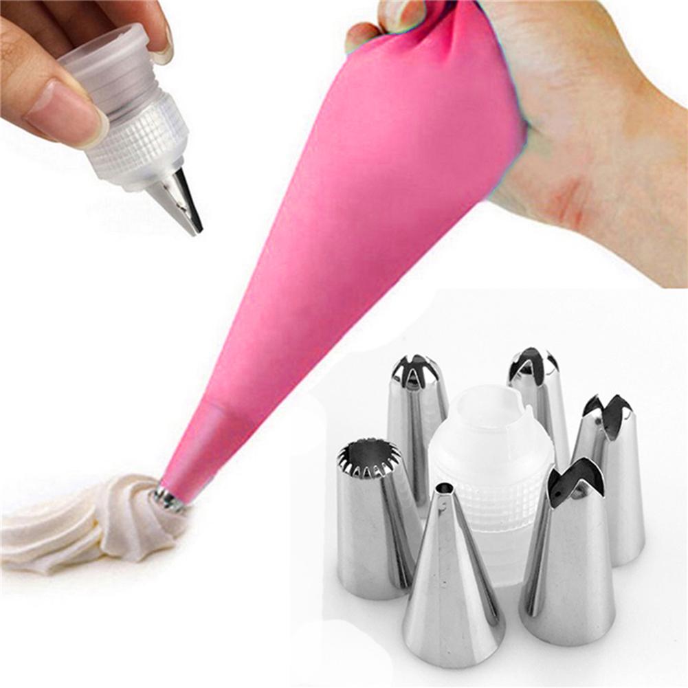 16 Pcs 430 Stainless Steel+PP+TPU Reusable Piping  Bag  Set With Piping Tip Converter Sustainable Professional Accessories For Cakes Baking