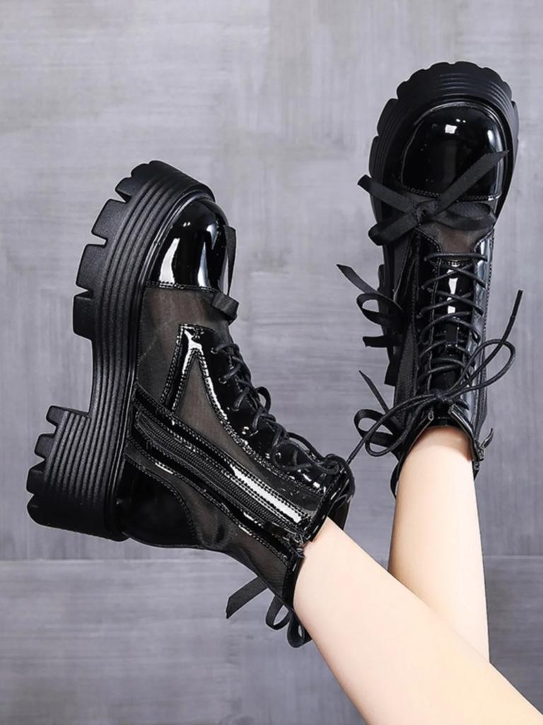 Summer Thin Sweet Boots Women Light Thick Soled Gauze Mesh Hollow Cool Boots Sweet Cool Spicy Girls College Short Mesh Boots