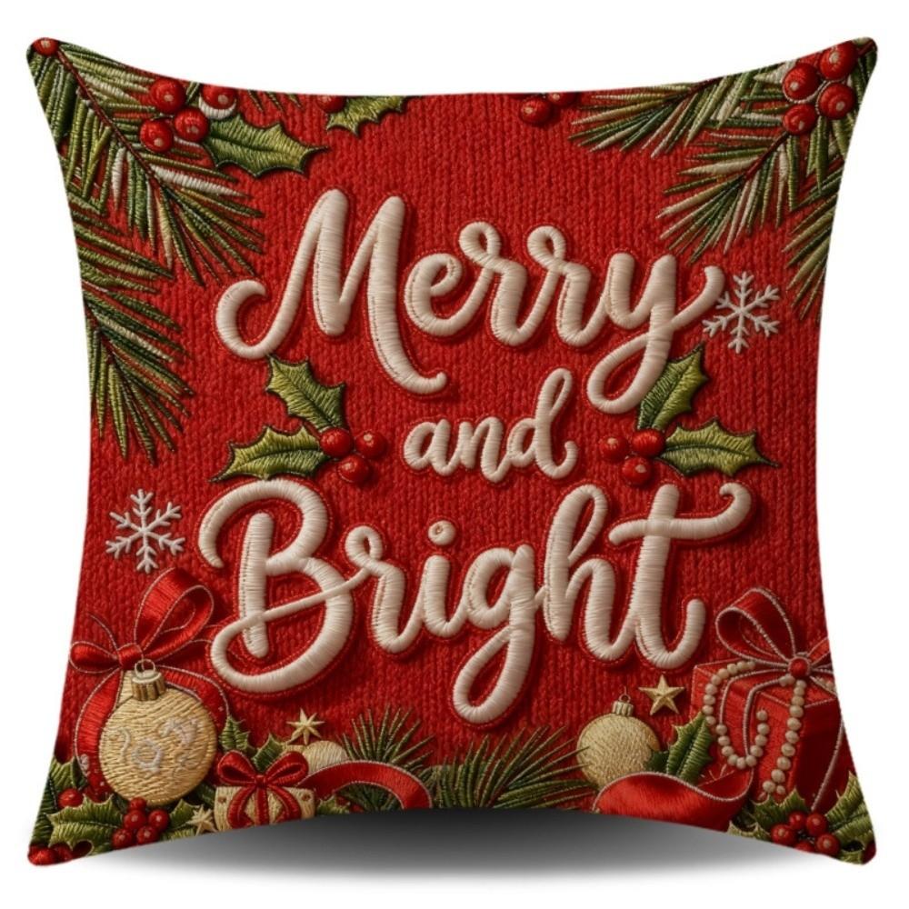 Soft Fabric Christmas Pillow Cover Square Sofa Pillow Case New Holiday Throw Cushion Home Decor