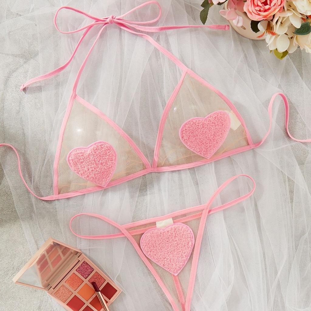 New Valentine's Day Multi-color Erotic Underwear Sexy Mesh Perspective Love Suspender Temptation Thong