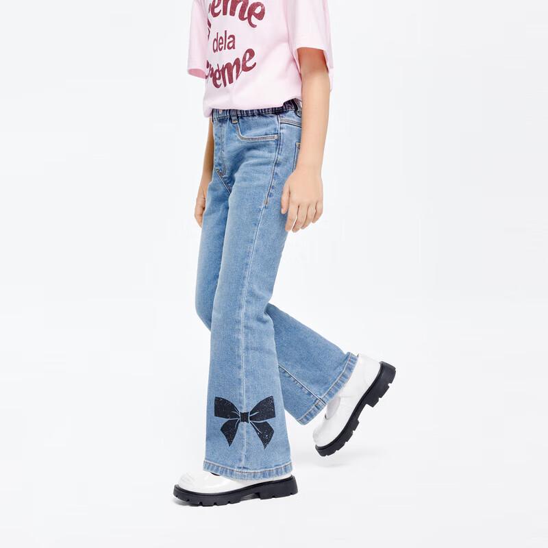little MO&Co. Girls  Bowknot Flared Denim Pants 160/64