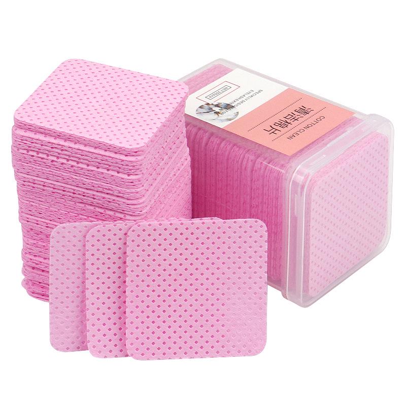 Pink Eyelash Glue Wipes: 200 Cotton Pads for Cleaning Glue Bottles