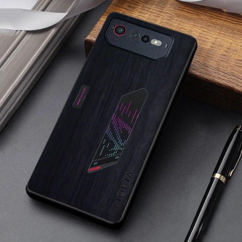 Pouzdro pro Asus ROG Phone 6 coque jednoduchý unikátní design lehký dřevěný vzor pu kožený kryt pro pouzdro Asus rog phone 6