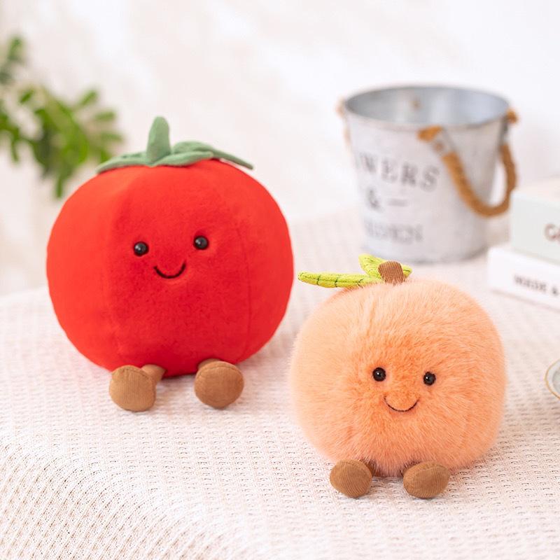 Peach & Tomato Jelly Plush Doll - Cute Fruit Toy Gift for Kids