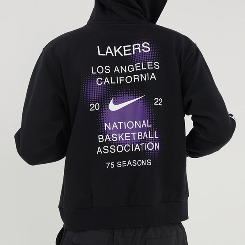 Jordan NBA Los Angeles Lakers Mikina s kapucí z fleecu se smíšeným potiskem Pánské topy Černá DH9454-010