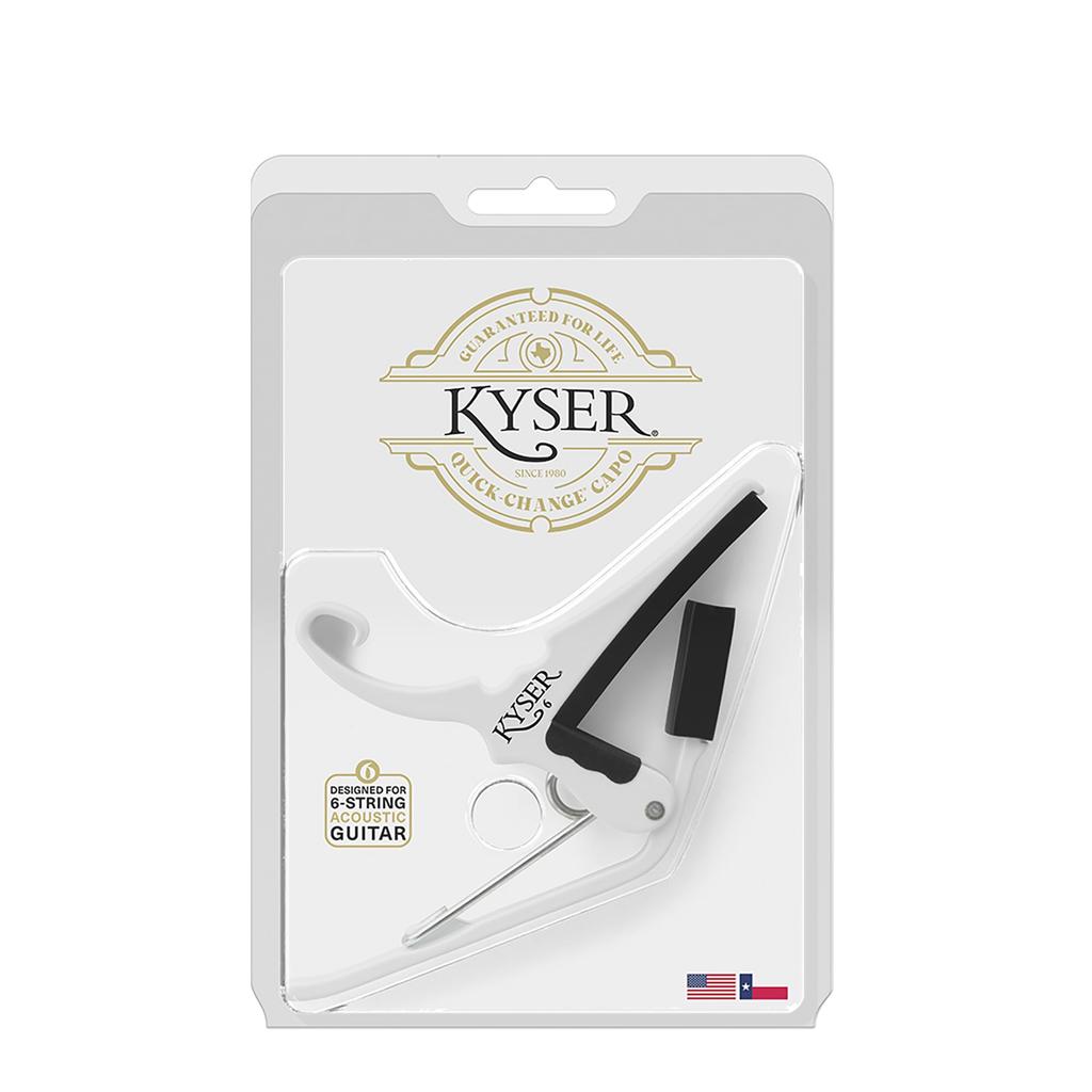 Kyser KG6W Guitar Lightweight for Acoustic White Capo, Aluminum, 6-String Guitars,