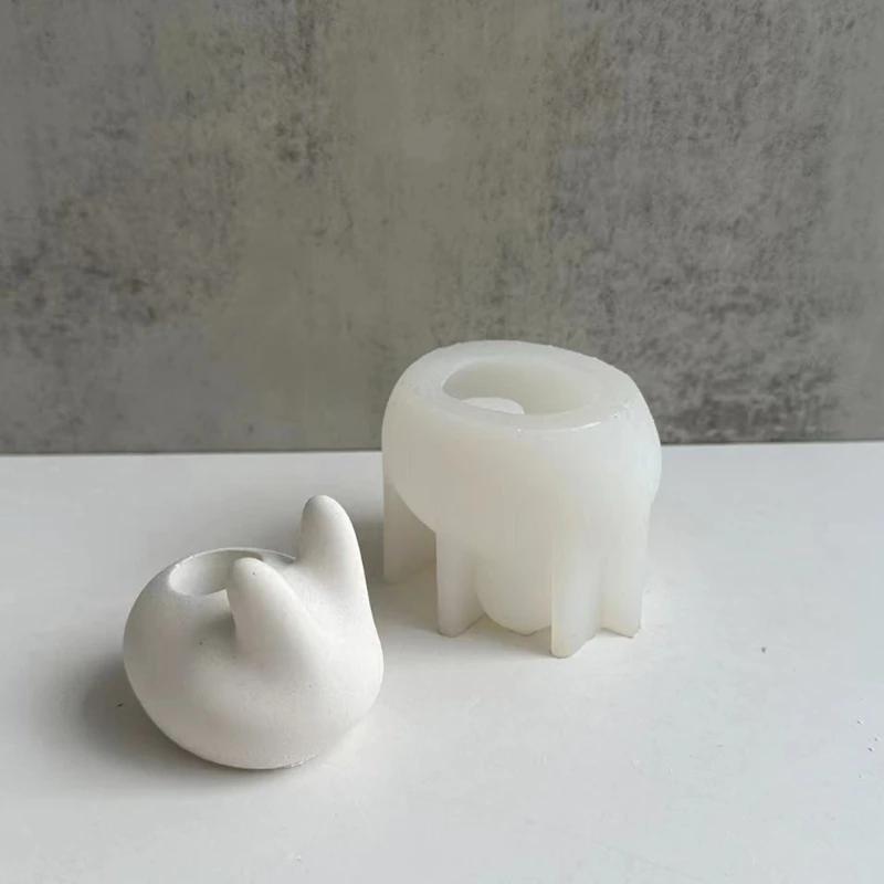 Concrete Toothbrush Holder Inserted Silicone Mold Cute Animal Rabbit Design Bathroom Supplies Office Pen Insert Mold