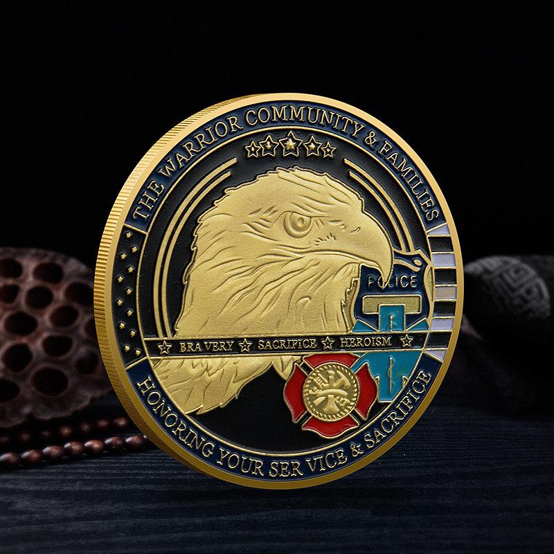 Metal commemorative coin, American relief challenge coin, primary responder, hero commemorative medal, handicraft collection coin