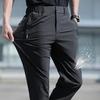 Große Herren-Sommerhose, große Größe, Eisseide, Stretch, atmungsaktiv, gerades Bein, 6XL, schnell trocknend, elastisches Band, schwarze Hose