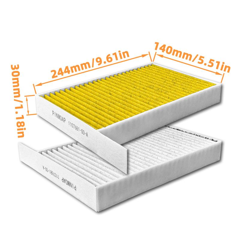 Yitong 1/2Set Cabin Air Filter Replacement Fit for Tesla Model 3 Y 1107681‑00‑A Activated Carbon Automotive Interior Accessory