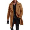 Autumn Winter Men's Casual Lapel Double-Breasted Woolen Overcoat Male Solid Thicken Outdoor Wool Trench Coat Classic Windbreaker