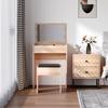 Dressing Table with Mirror and Stool, Vanity Makeup Table with Flip Up Mirror, Vanity Desk with Storage Unit and Padded Seat, Wood