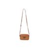 Monogramm Allover-Print Reißverschluss Leinwand- und Leder-Mix Crossbody-Schultertasche Klein Unisex Paar-Stil Cognac