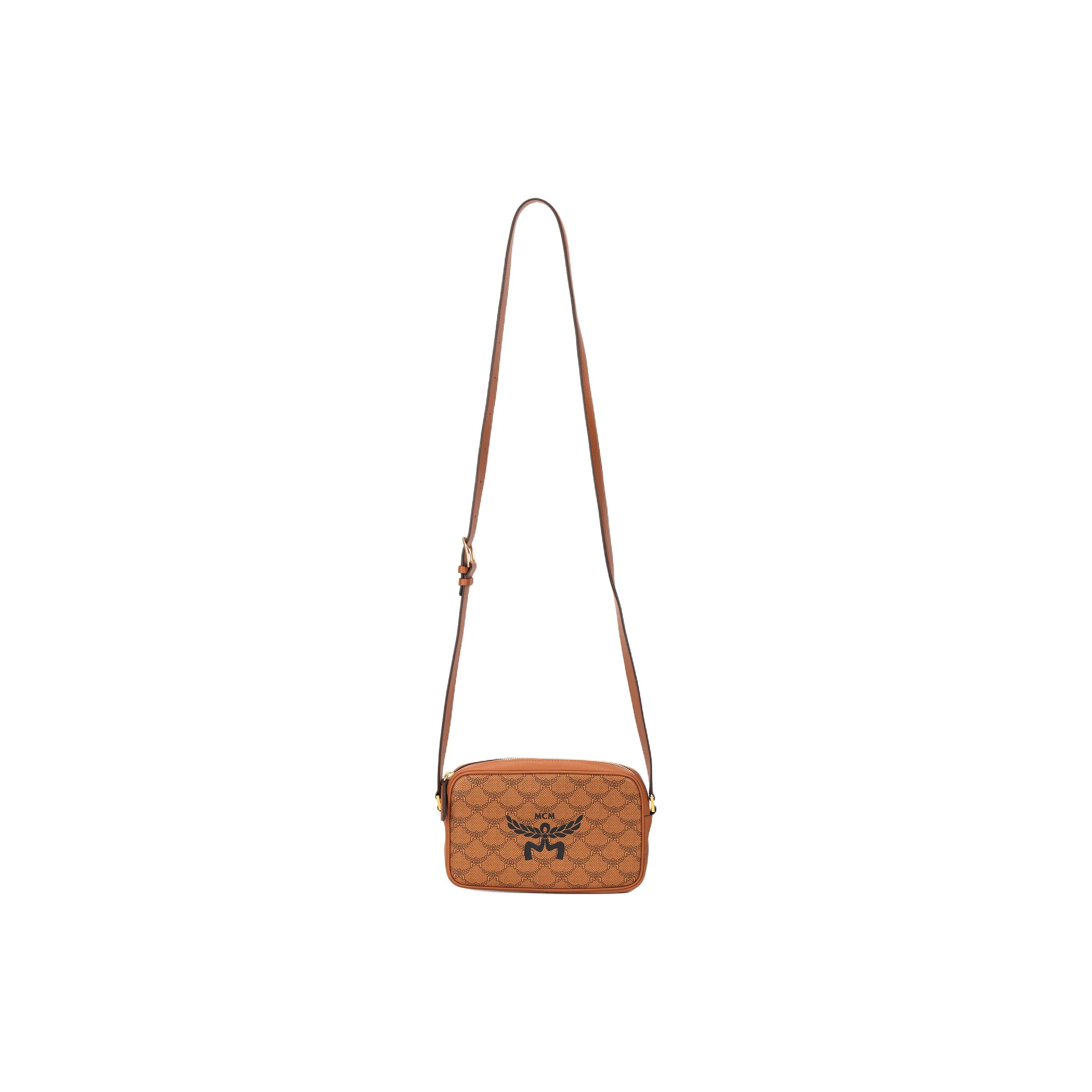 MCM Сумка через плечо с принтом Monogram Allover на молнии из смеси холста и кожи маленькая унисекс в стиле для пары коньячный Basic Set BagDust Bag коричневый 22460₽