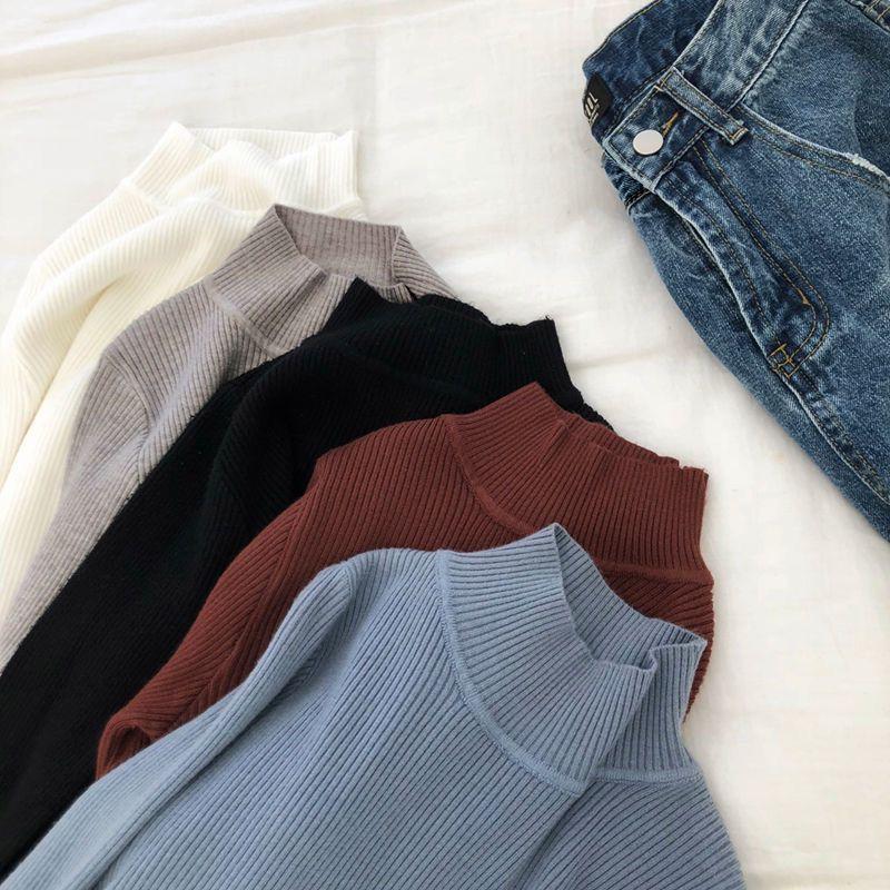 Turtleneck Sweaters Autumn Spring Long Sleeve Knitwear Sweaters Women Slim Knitwear Solid Pullover Tops