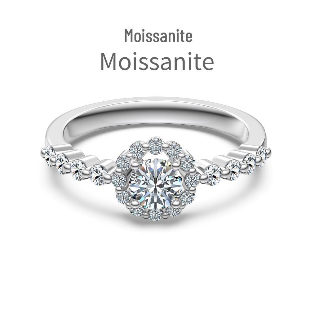 Moissanit S925 Sterling Silber Damenring - D Farbe, Super Glanz, Geometrisches Wassertropfen-Design, Ideal für Hochzeiten und Bankette