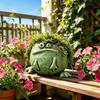 Frog Pen Holder for Desk, Cute Resin Flower Pot & Pencil Cup, Holds 10 Pens, Vintage Stacked Frog Figurine with Removable Grass, Desk Organizer for Of