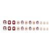 24 Pieces New Year's Atmosphere Shines Bright Red Love Rabbit Manicure Temperament White Fake Nails Wear Nail Pads
