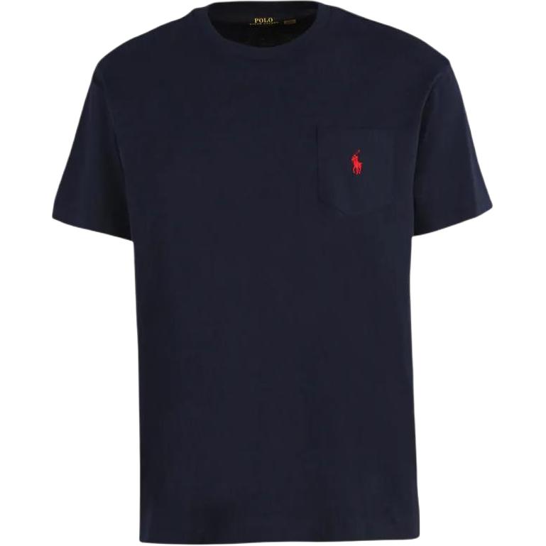 

Polo Ralph Lauren Solid Logo Вышитый круглый вырез с коротким рукавом Футболка Мужская Топы Темно-Синий 710707095-004 L