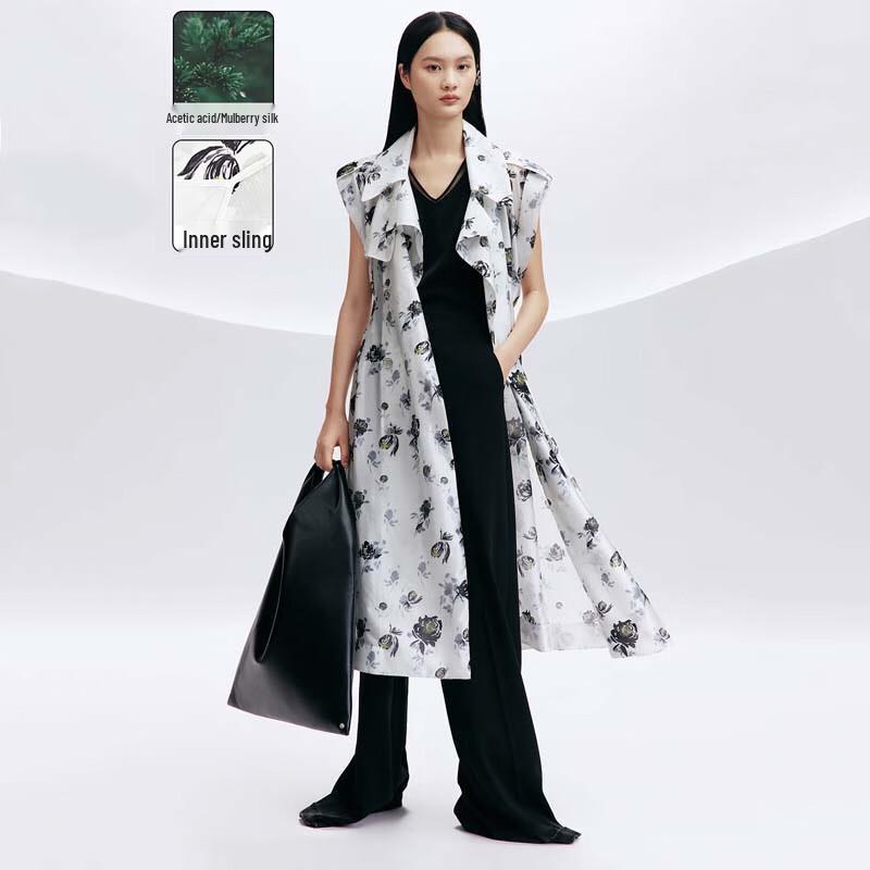 

JESSIE Floral Print Acetate Trench Coat L