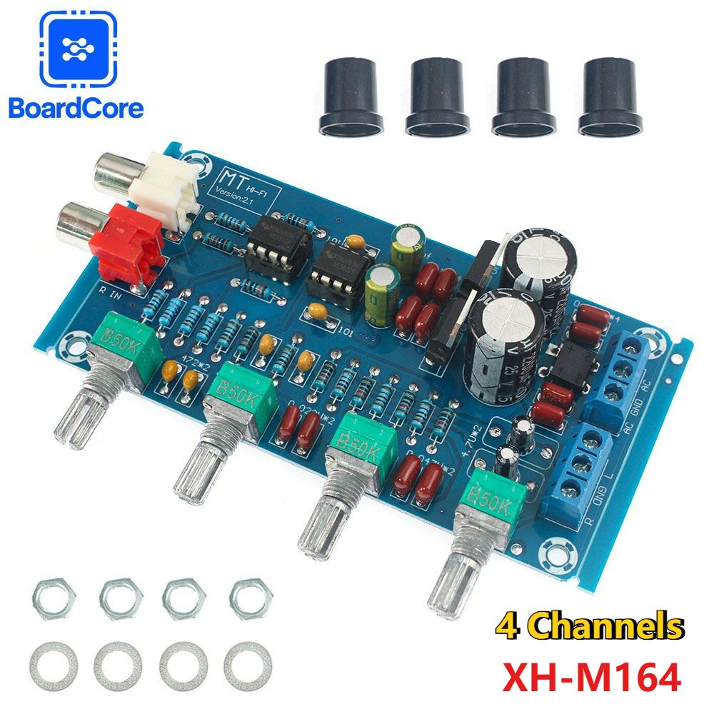 XH-M164 Amplifier Board NE5532 Stereo Pre-amp Preamplifier Tone Board Audio 4 Channels Amplifier Module Control Circuit