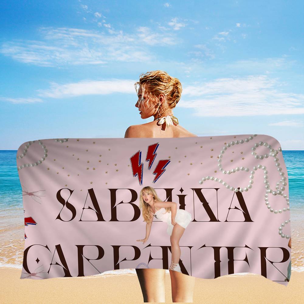 Singer S-Sabrina C-Carpenter Anime Beach Swimming Towel Soft Absorbent Washcloth Children's Gifts for Kids Travel Camping Gym